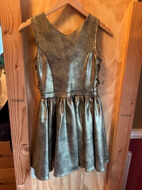 bebe girls L(14) gold leather. like mini. dress